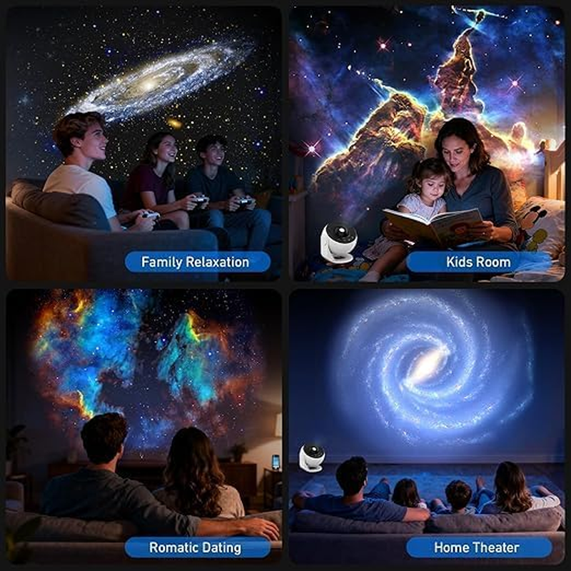 Galaxy Projector Pro/Star Projector/Night Lights with 12 Lights Film Discs/Zoom, Timer & Rotation Control, 3D Light Projector image number 6