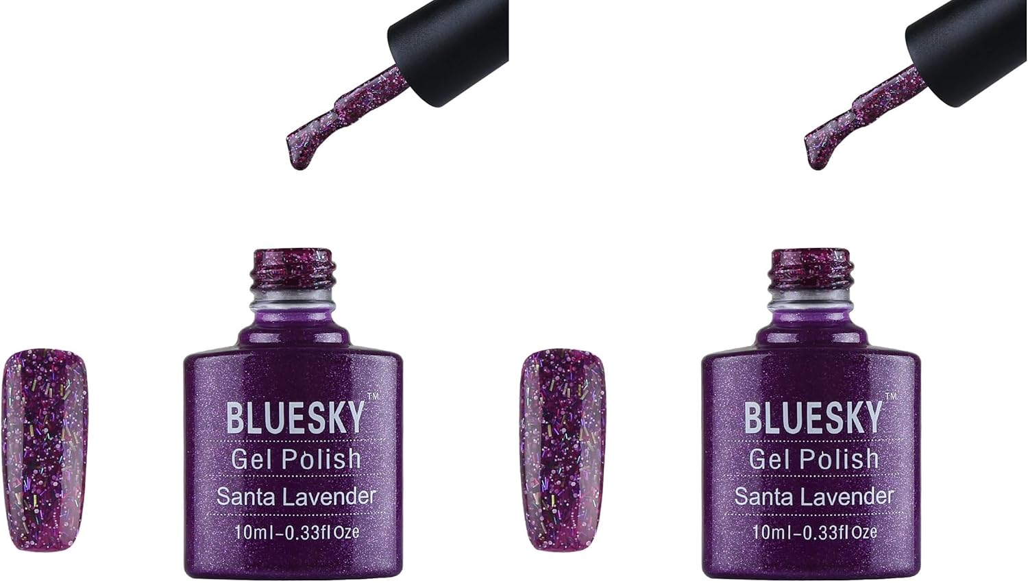 Bluesky Santa Lavender Gel Nail Polish 10 Ml, Dark Purple Glitter (Pack of 2) image number 2