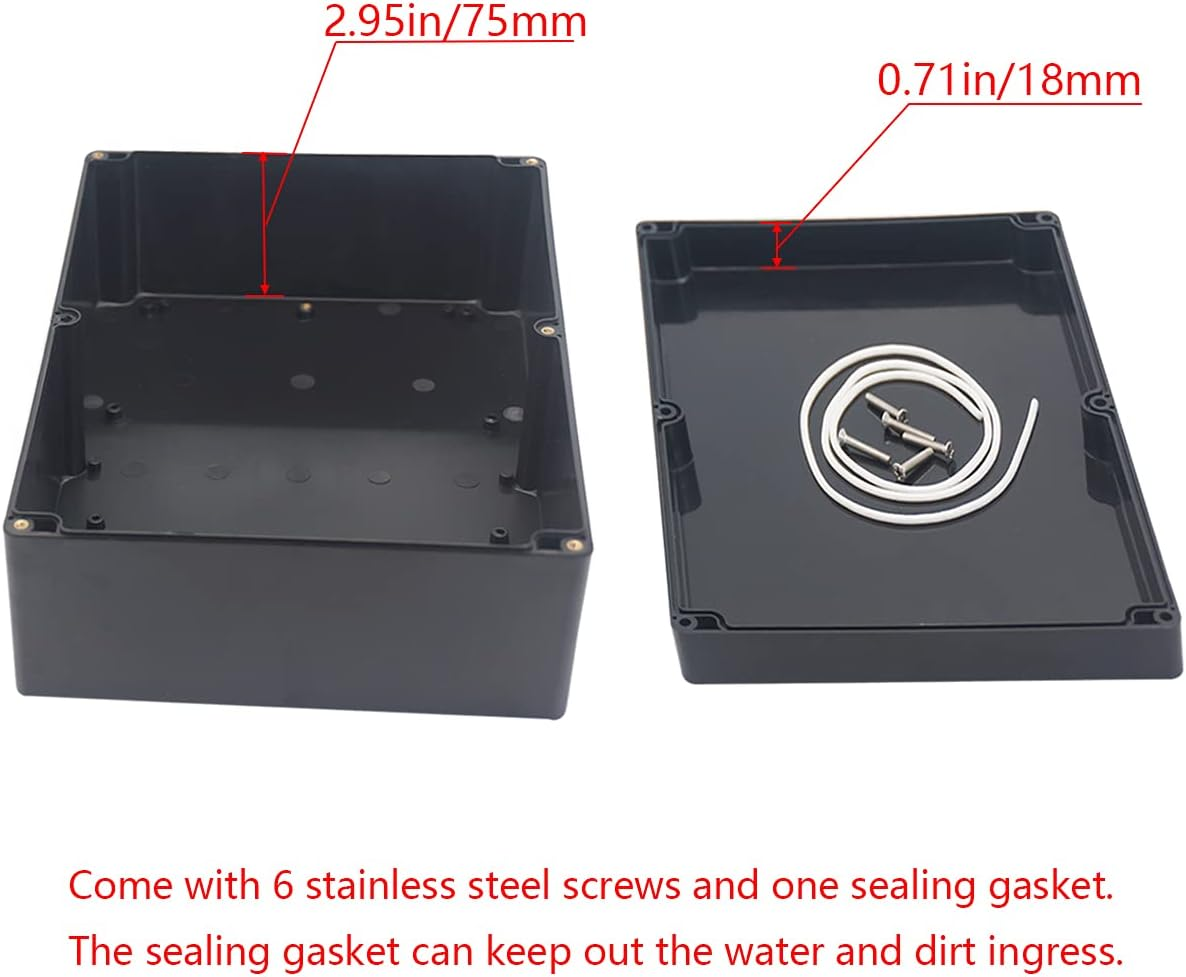 Otdorpatio Project Box IP65 Waterproof Junction Box ABS Plastic Black Electrical Boxes DIY Electronic Project Case Power Enclosure 11.42X8.27X3.94 Inch (290X210X100 Mm) image number 1