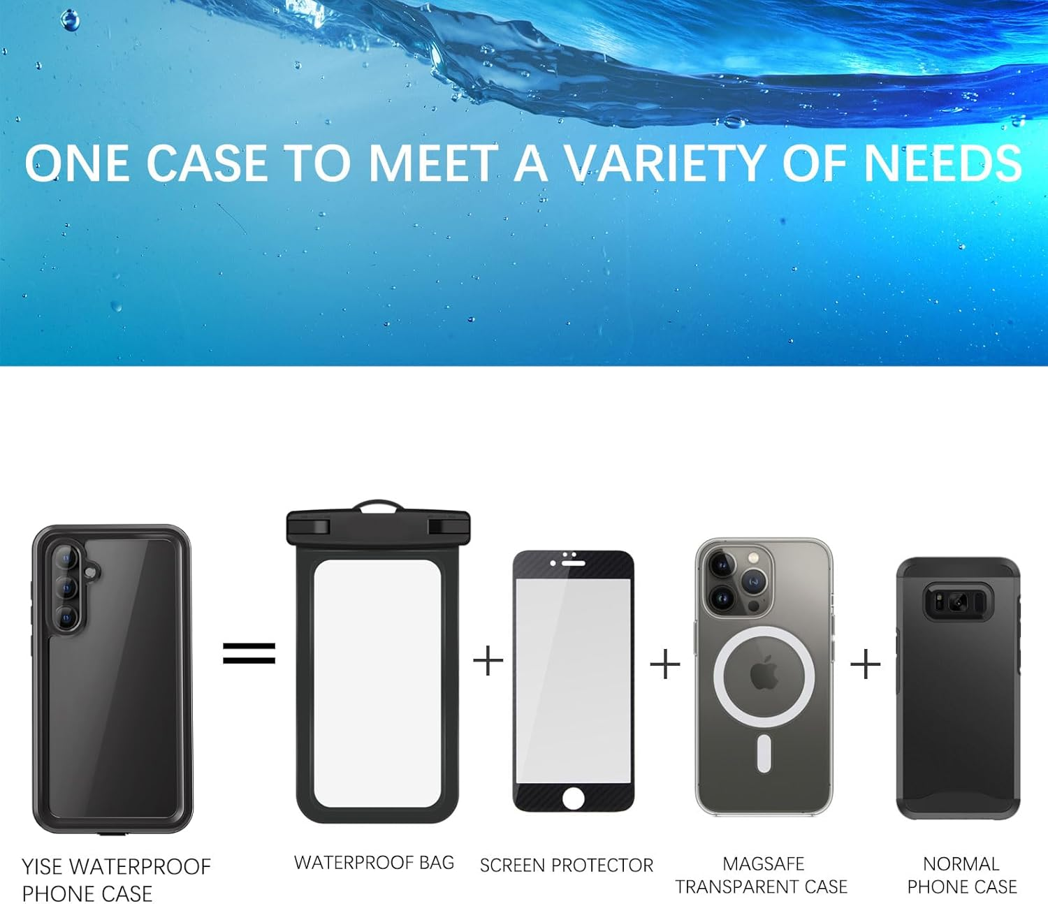 MKERED Samsung A55 5G Case,Samsung Galaxy A55 5G Case IP68 Waterproof Dustproof Case and Screen Protector Full Body Sealed Underwater Protective Front and Back Cover for Samsung A55, A55-B - A55-Black image number 3