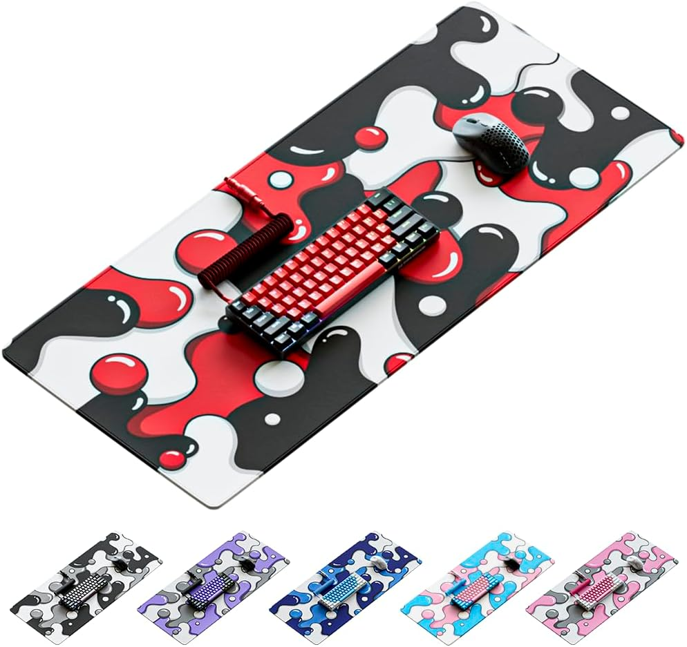 Kraken Keyboards DRIP XXL White Topographic Gaming Mouse Pad - Professional Artisan White Mouse Pad - White Gaming Desk Mat - 36" X 16" Extended Mouse Mat (White Topographic)