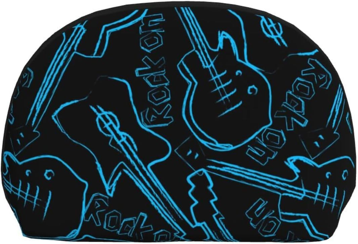 Cozimangoe Coin Pouch Makeup Bags Set, 2 Piece Shell Shape Cosmetic Bag with Pockets for Daily Travel Handbag Lipstick Keys Toiletry, Personalized Rock Guitars image number 5