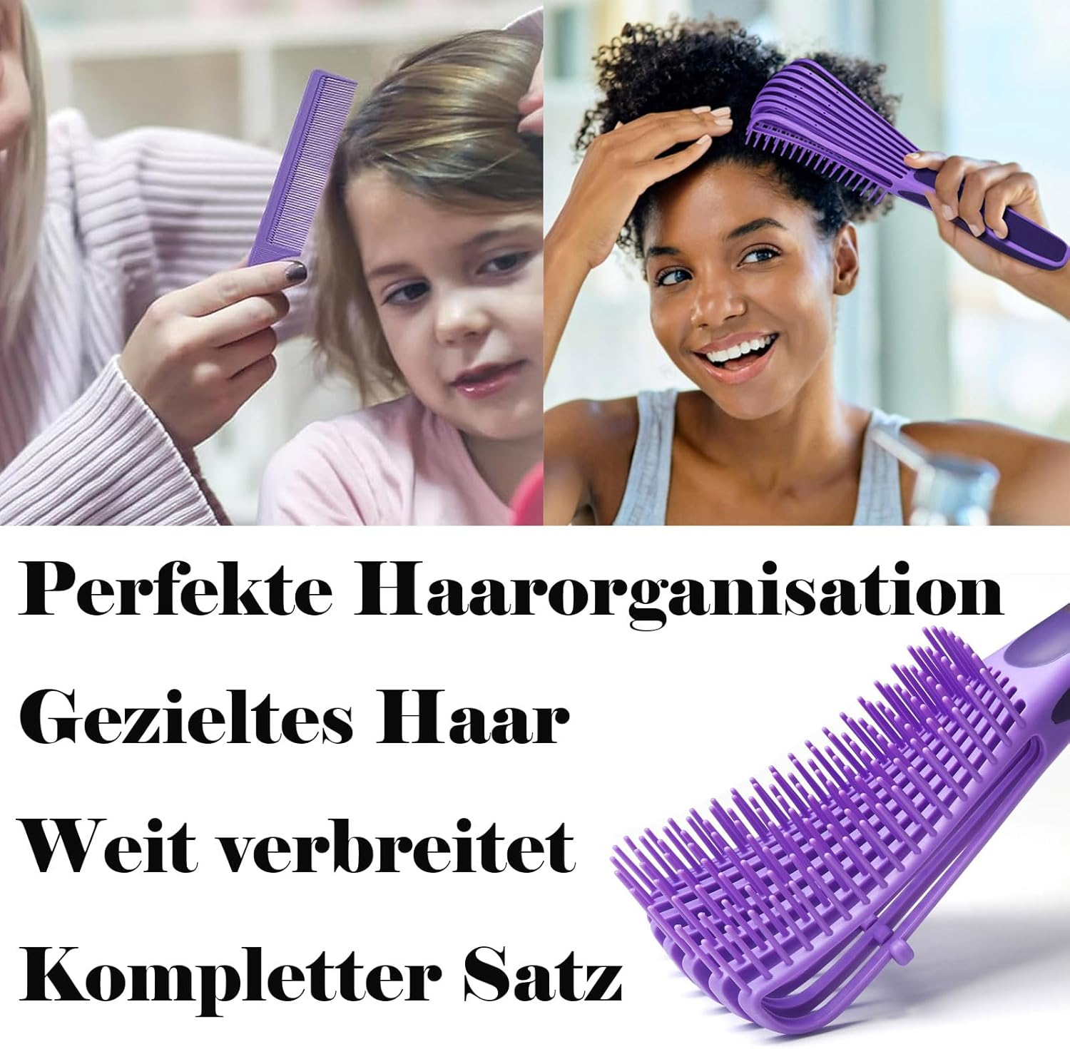 Curly Hair Product, Detangling Brush for Natural Hair for Afro Hair 3A to 4C Kinky, Wavy, Curly Hair, Detangler Easy with Wet/Dry, Improving Hair Texture (Purple) image number 5