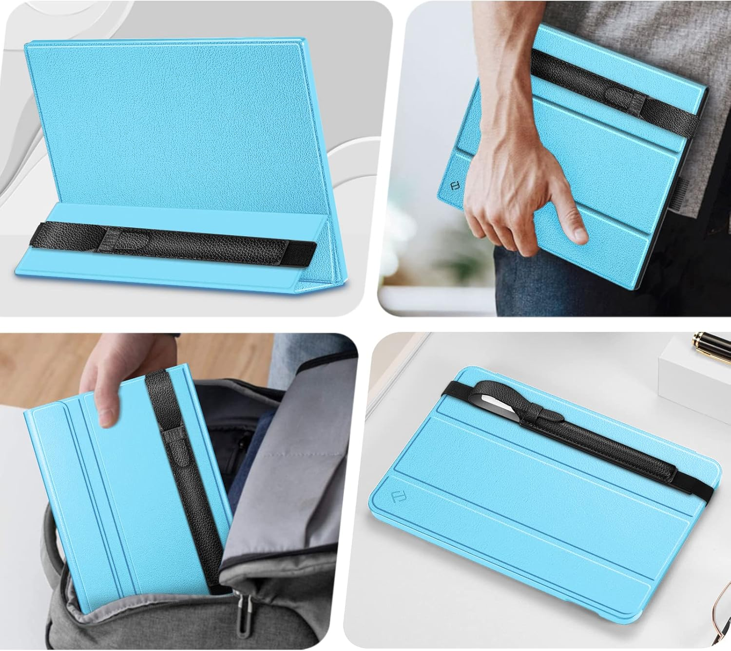 Fintie Pencil Holder Compatible with Remarkable 2, Stylus Pouch PU Leather Pen Sleeve Portable Elastic Pencil Case Cover for Remarkable 2/Boox/Scribe Stylus Pen, Black - Grey image number 4