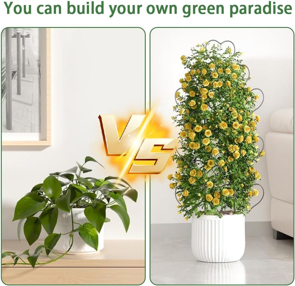 TOMVAES 6 Pcs Black Iron Heart Shaped Climbing Plant Support, Plant Trellis for Garden Potted Plants, Flowers and Veggies image number 4