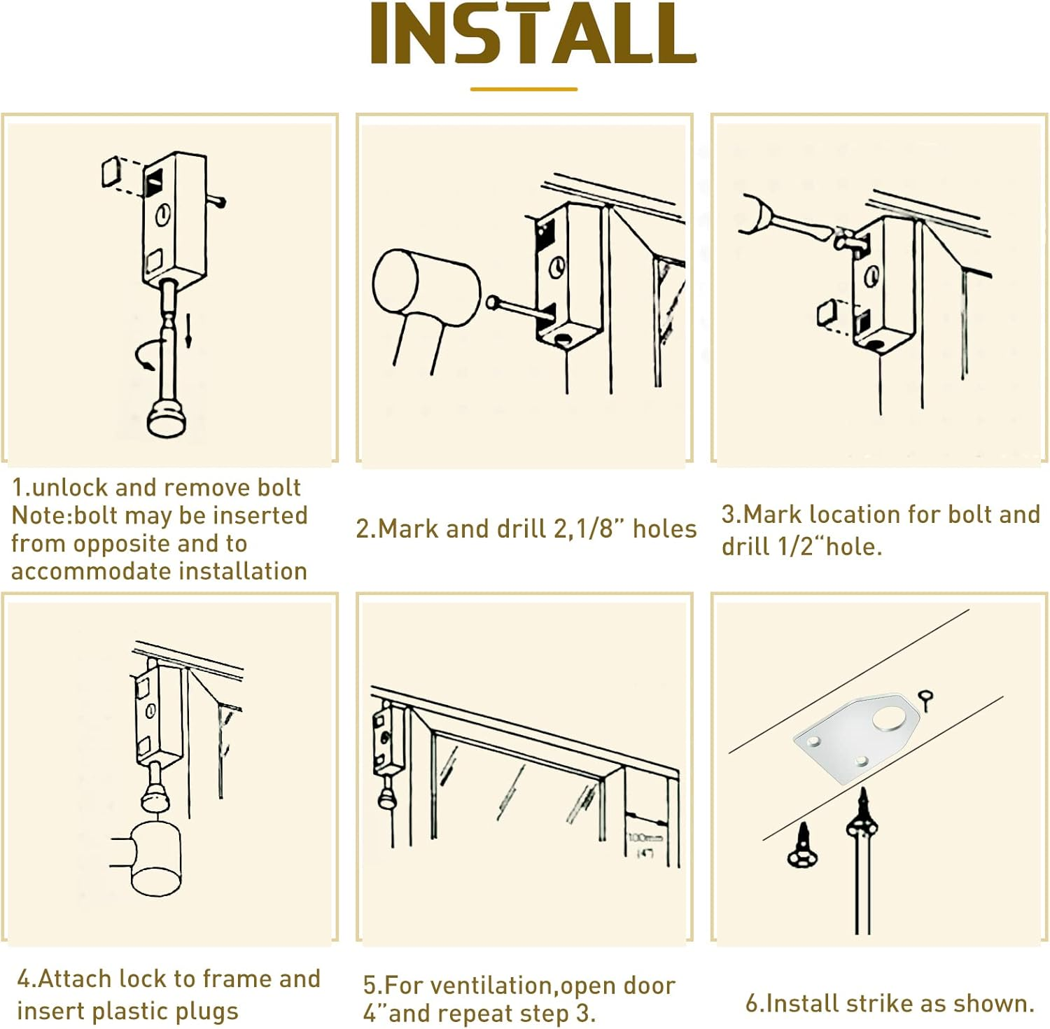 Sliding Door Lock Rectangle Patio Door Lock Keyed for Sliding Glass Door Hinged Door Security Bar Heavy Duty Steel Bolt Zinc Alloy Iron Portable Lock to Prevent Sliding or Lifting of Door (4 Pieces) image number 1
