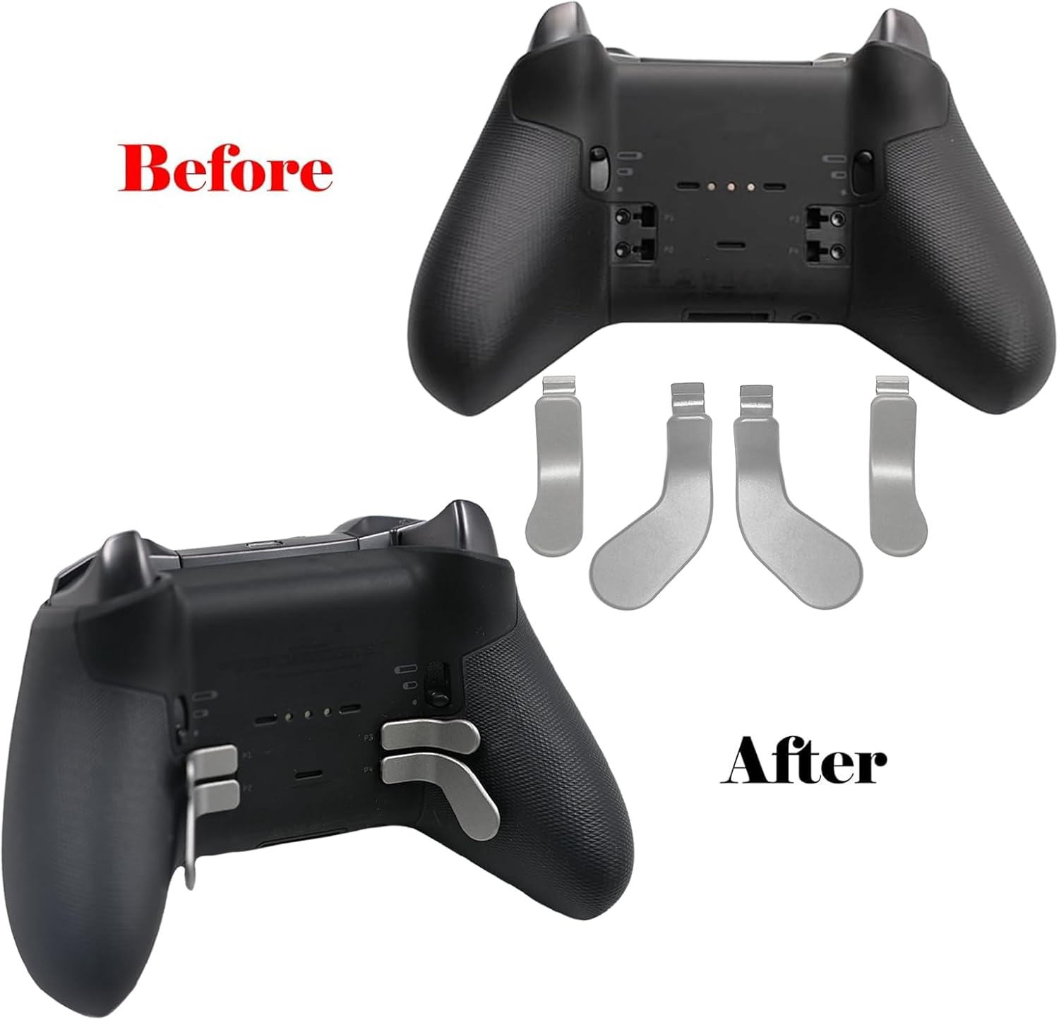 4 Pcs Elite Controller Paddles for Xbox One Elite Controller Series 2,Elite Series 1,Elite 2 Core Controller,Stainless Steel Paddles Hair Trigger Locks Replacement Parts for Xbox Elite One image number 2
