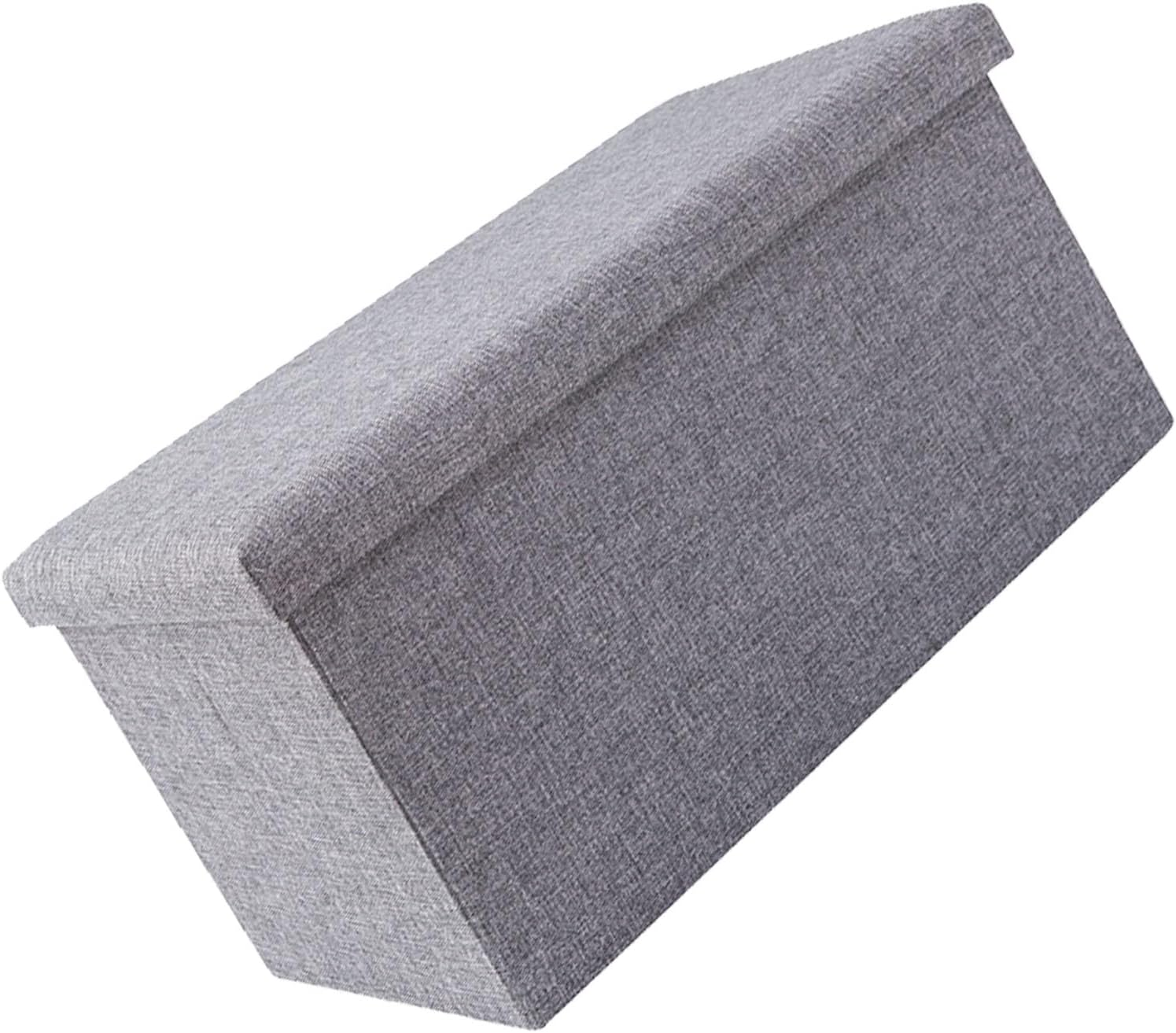 Storage Footrest, Space-Saving Ottoman with Storage, Foldable Fabric Stool for Bedroom or Living Room (Small 13.5X18.5Cm) image number 4