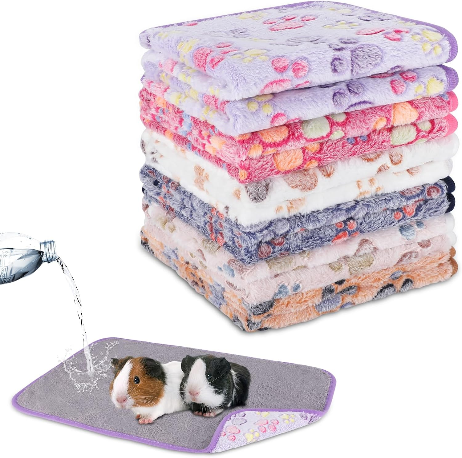 YUEPET Waterproof Guinea Pig Blankets Washable 3 Pack Small Animal Fleece Cage Liners Pet Soft Sleep Mat Pad Cover Warm Flannel Throw for Hamster Guinea Pig Rabbit Chinchilla Hedgehog Ferret 23"&times;16"