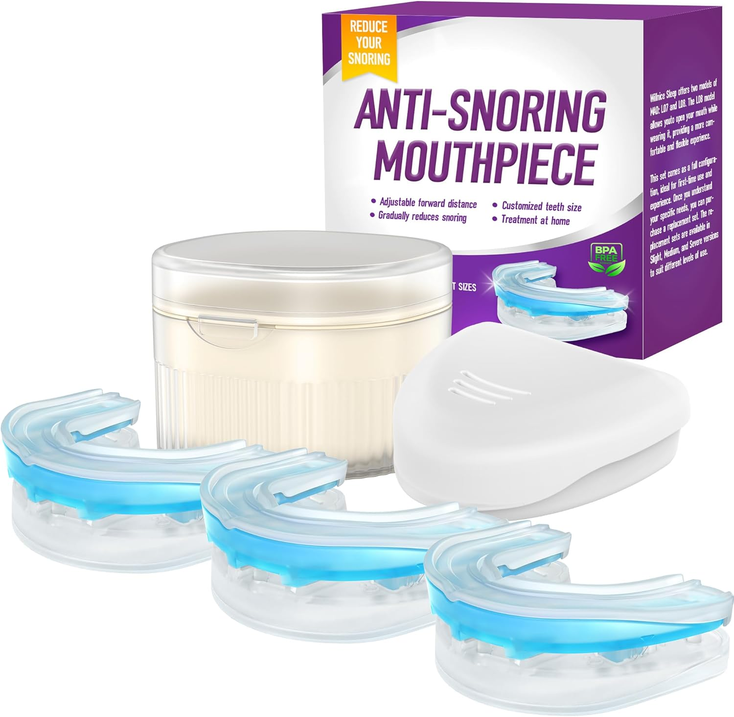 Airsmart anti Snoring Mouthpiece, Moldable and Reusable anti Snoring Mouth Guard, Oral Device to Reduce Snoring, Comfortable Fit for Most of Mouth,Moderate Snoring Version image number 1