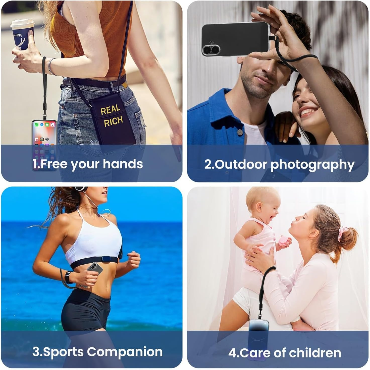 Phone Wrist Strap,2Pack Anti-Theft Phone Lanyard with 3 Tether Tabs Adjustable Hand Strap for Phone Camera Keys - Grey image number 5