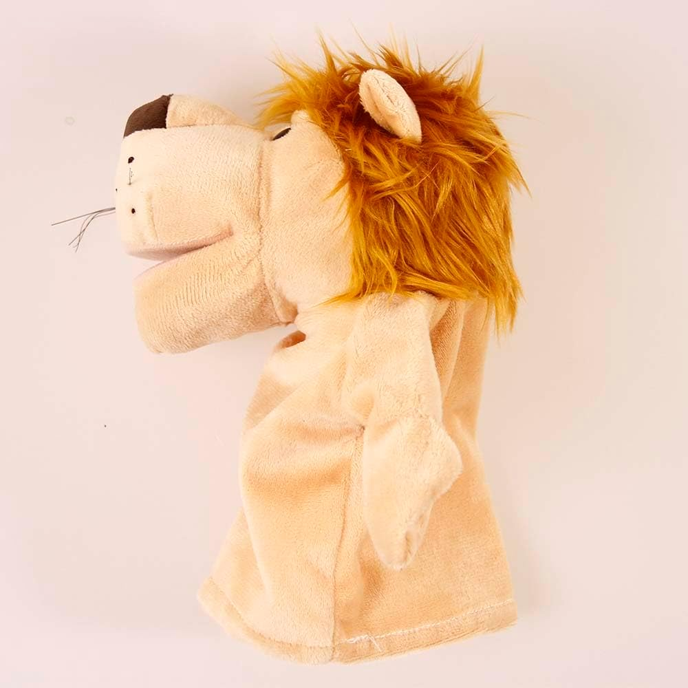 Lion Hand Puppet for Kids - Farm Animals Finger Puppets, Plush Soft Toy with Movable Mouth - Little Yellow Duck image number 6
