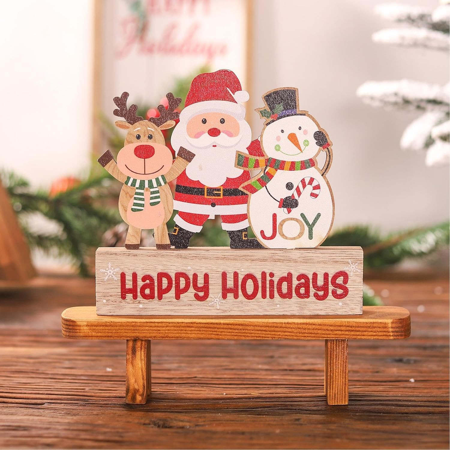 Wooden Table Top Christmas Decorations,Christmas Desk Decorations - Christmas Tabletop Signs, Christmas Tabletop Decoration, Elk