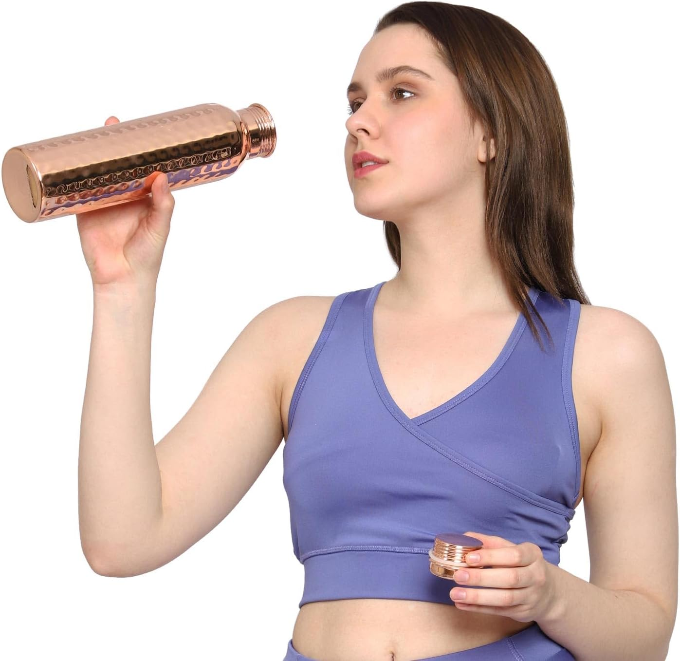 Healthgoodsau - Set of 2 Pure Copper Water Bottles 950Ml | Leak-Proof Ayurvedic Copper Water Bottle for Health Benefits | Joint-Less Copper Water Bottles image number 3