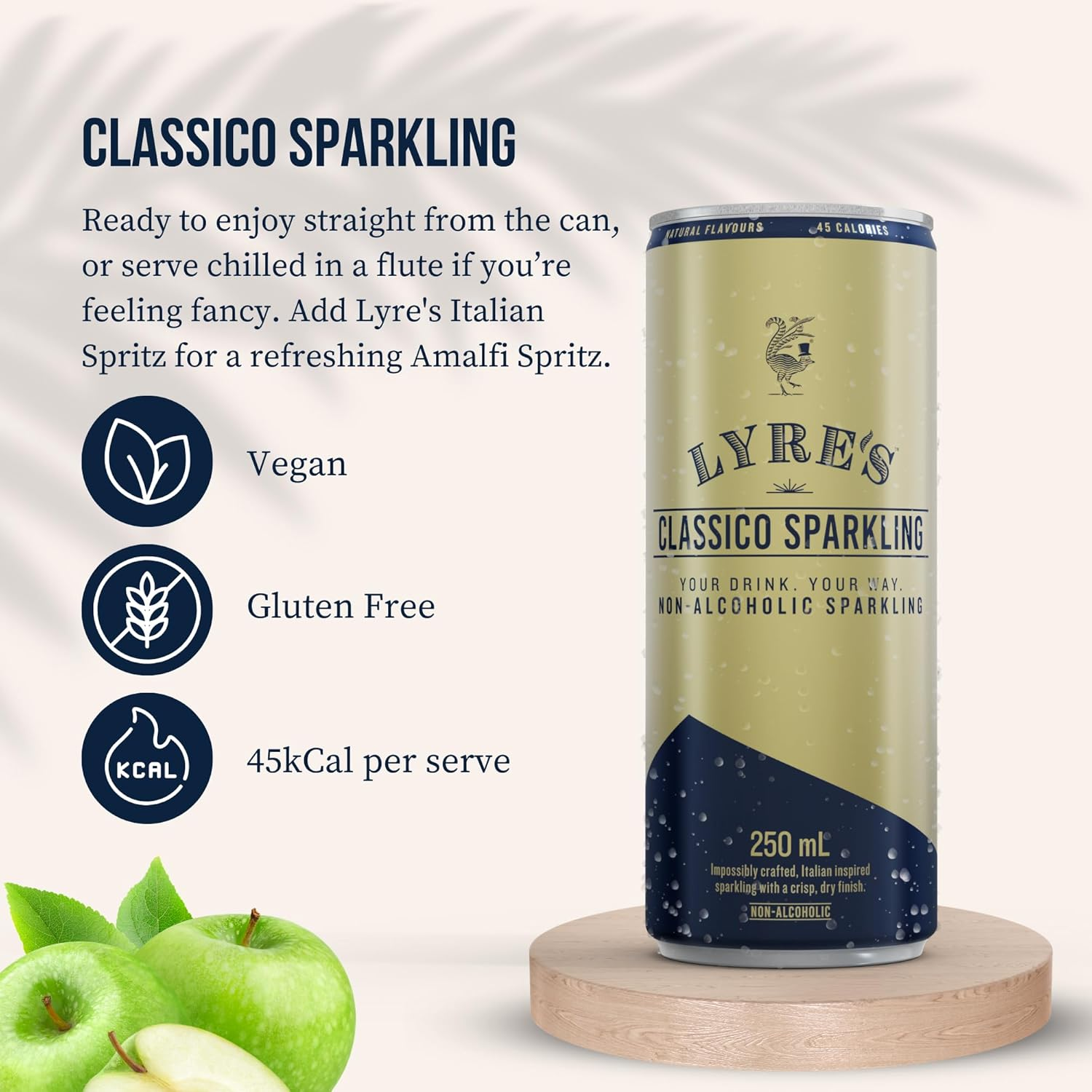 Lyre&rsquo;S Classico 24-Pack Case, Non Alcoholic Sparkling Wine, Zero Proof Sparkling Wine Alternative, Canned Mocktails, Ready to Drink, 45 Calories per Serve (250Ml X 24) image number 5