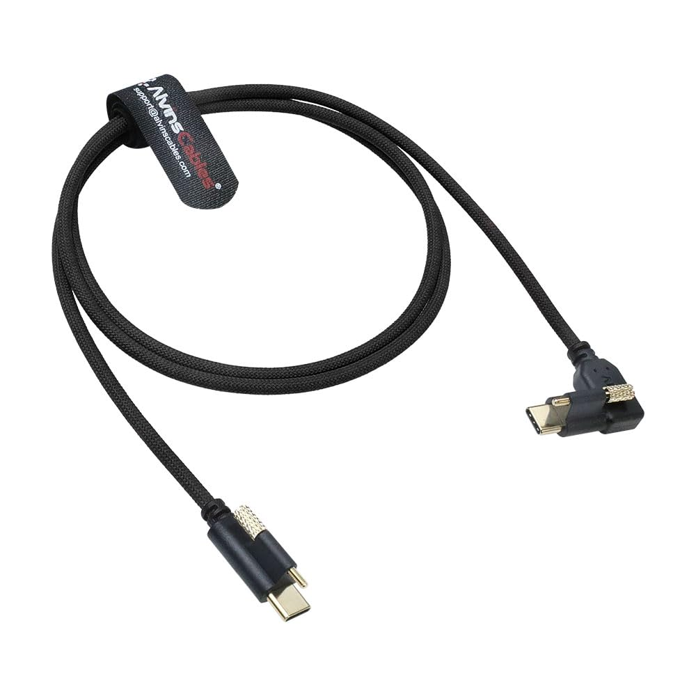 Alvin'S Cables Locking USB-C to USB-C Power Cable Ultra-Flexible for Blackmagic Pyxis Monitor,Ursa Cine EVF, USB-C 3.2 10Gbps Data Transfer Cable for Blackmagic Micro Studio 4K G2 0.5M