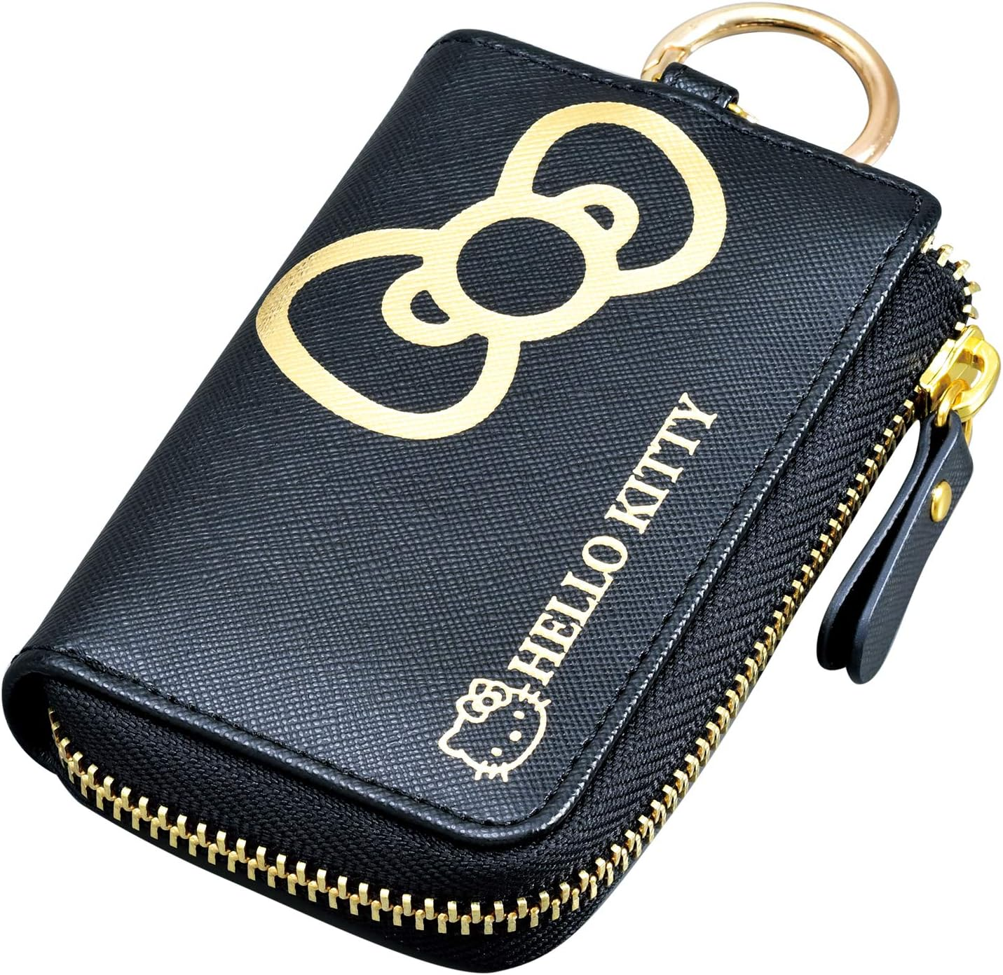 SEIWA KT523 Hello Kitty Key Case, Smart Key Storage, Black & Gold