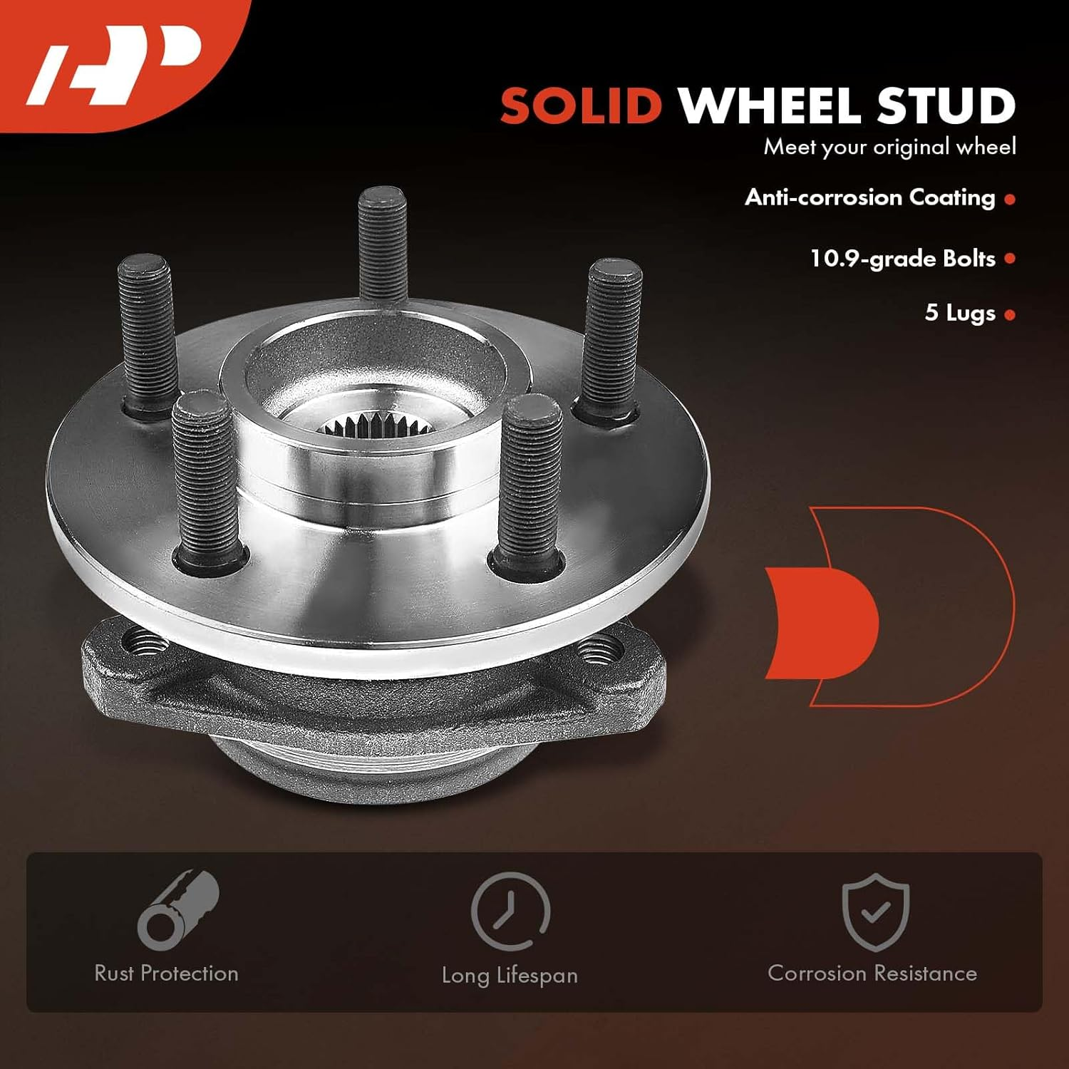 A-Premium Front Wheel Bearing and Hub Assembly with 5-Lug Compatible with Jeep Wrangler 2000-2006, Cherokee 1999-2001, TJ 2000-2006 image number 1