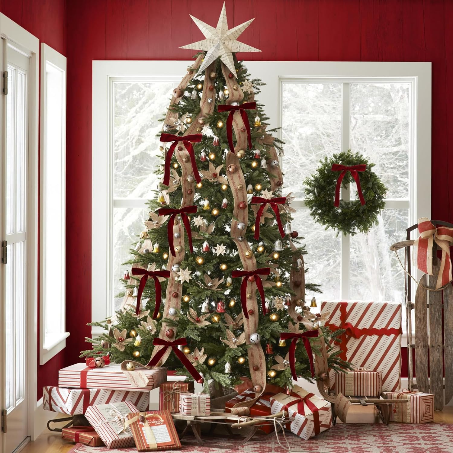 12 Pcs Wine Red Velvet Bows with Twist Ties for Christmas Tree Decorations Christmas Decorative Bows Christmas Bow Christmas Bows Decorative Xmas Decor Wreath Ornament