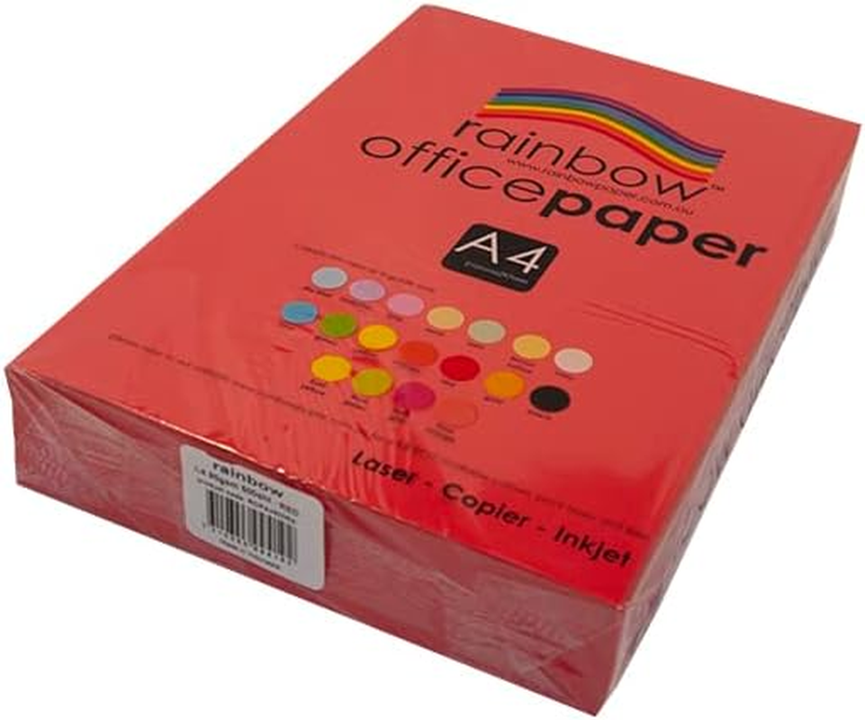 Rainbow A4 80Gsm Office Paper 500 Sheets, Red image number 1