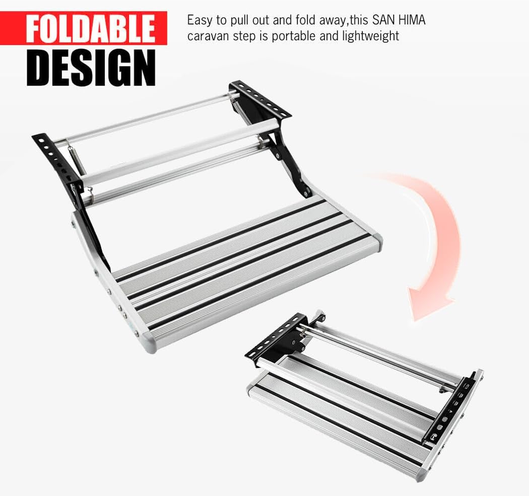 Portable Caravan Step Aluminium Pull Out Folding Caravan Step Camper Trailer Motorhome RV image number 2