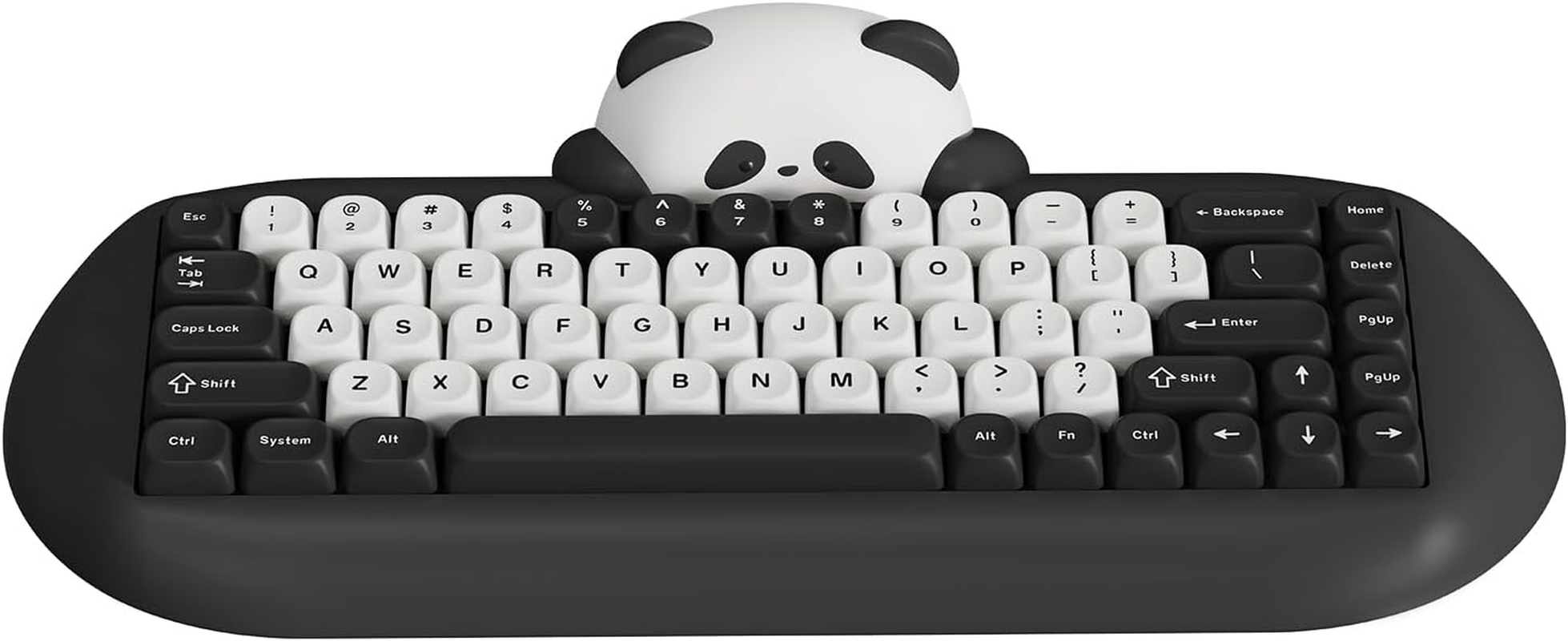YUNZII C68 Panda Wireless Mechanical Gaming Keyboard, 68 Keys Cute Keyboard with PBT Keycaps, RGB Backlit, Hot Swappable Creamy Keyboard with Bt5.0/2.4G/Wired for Win/Mac(Panda Switch,Black)