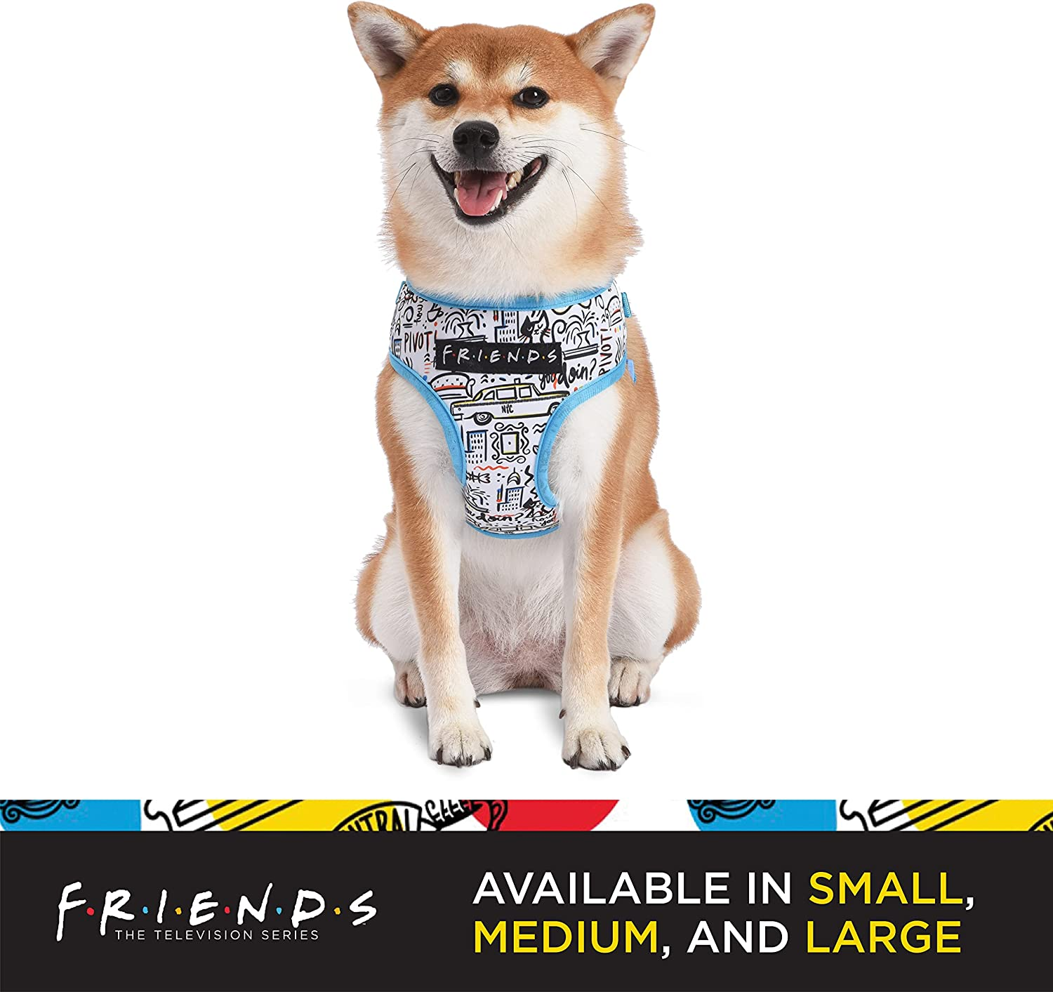Friends TV Show City Doodle Dog Harness for Medium Dogs, Medium (M) | Blue Medium Dog Harness, No Pull Dog Harness with D-Ring | Machine Washable Friends Merch for Dogs from Friends TV Show image number 2
