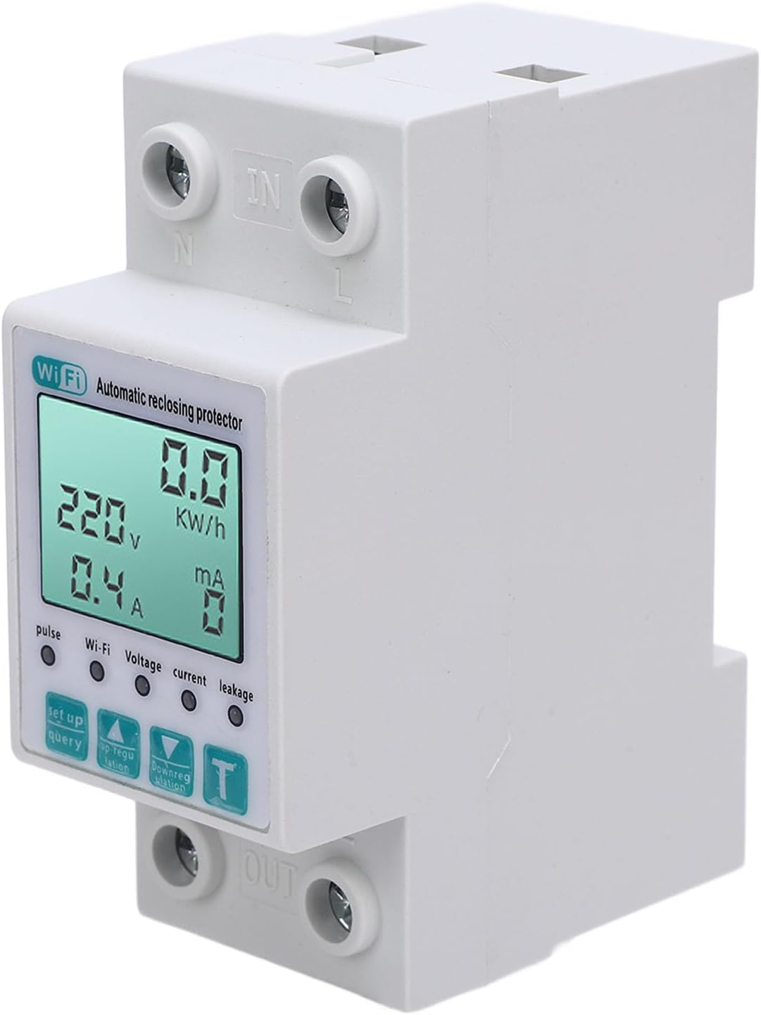 Luocute Wifi Smart Power Meter, 63A Energy Monitor Switch Meter with LCD Display, APP Remote Control, Schedule & Timer Function, Voltage Current Leakage Guard for Home