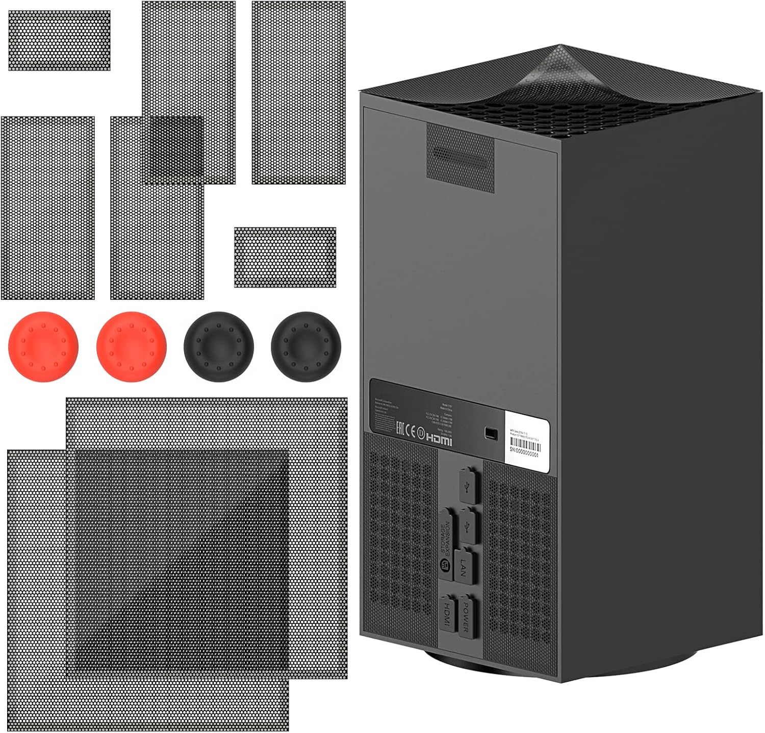 Dust Cover for Xbox Series X, Dust Filter Cover Mesh Cooler Filter Dust-Proof Cover for Xbox Series X Console Accessories with 4 Thump Grip Caps- 2 Pack