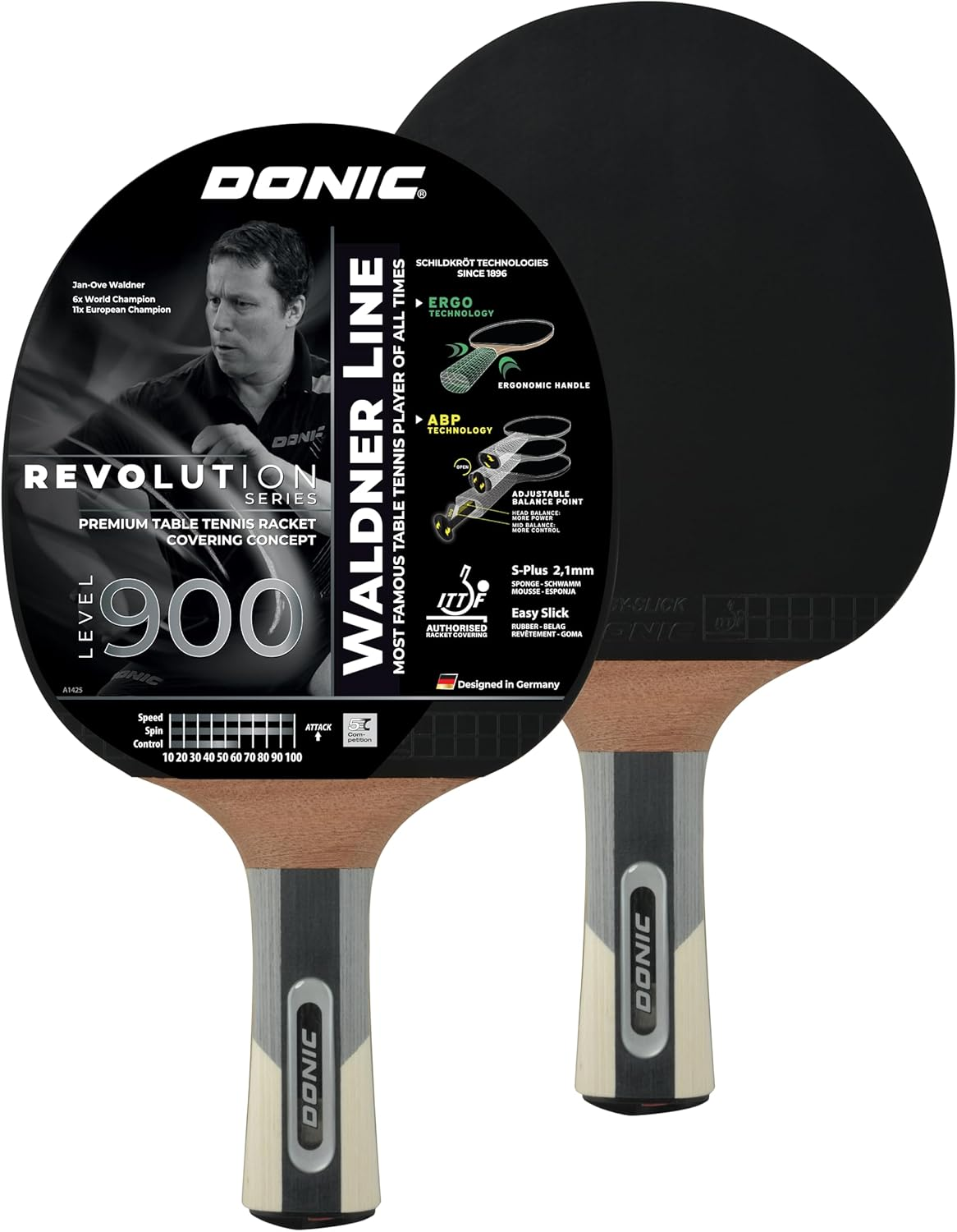 Donic-Schildkr&ouml;t Waldner 900 Table Tennis Bat ABP Handle 2.1 Mm Sponge Alpha Slick ITTF Coating 754893 image number 2