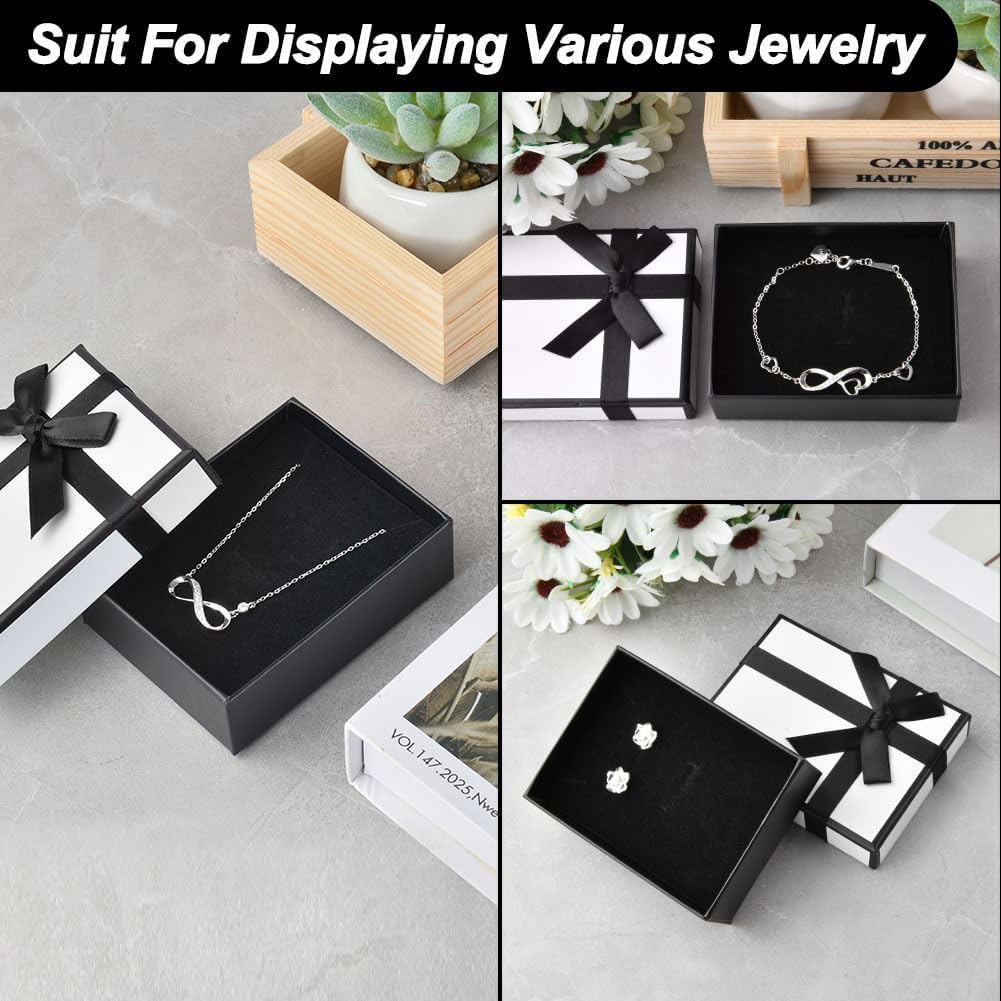 OSYLICT Small Gift Box and Gift Bag,9X7X3Cm Jewellery Case and Paper Bag,Bow-Knot Boxes with Lid for Rings Earrings Necklace Bracelet,For Weddings Birthdays Christmas image number 3