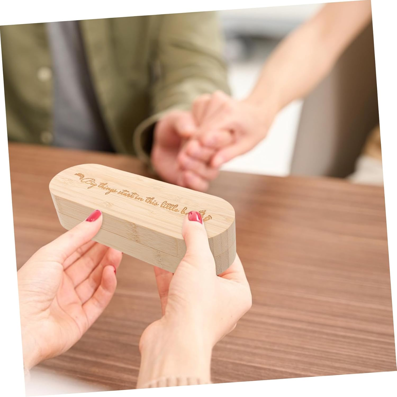GARVALON Unique Wooden Pregnancy Test Announcement Keepsake Box for Pregnancy Reveal Surprise Memory Holder for Grandparents image number 4