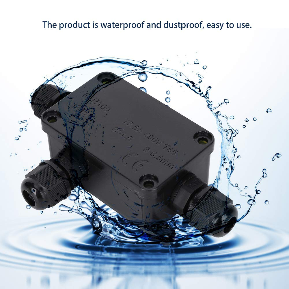 Waterproof Terminal Junction Box Black PC Mini 1 in 2 Out for Outdoors, Junction Box IP66, Adapter Cable 3-6.5Mm image number 6