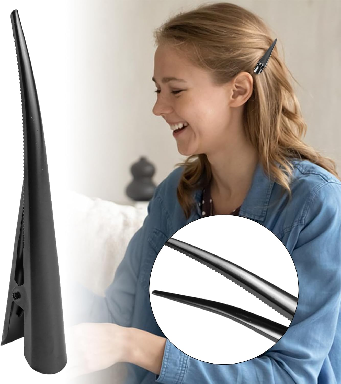 LNQ LUNIQI Pack of 6 Metal Duckbill Hair Clips, Large Hair Clips, Hairdresser Hair Clips, Black Hair Clips, Duck Beak, Women'S Thick Hair Accessories for Everyday and Hairdressing Salon