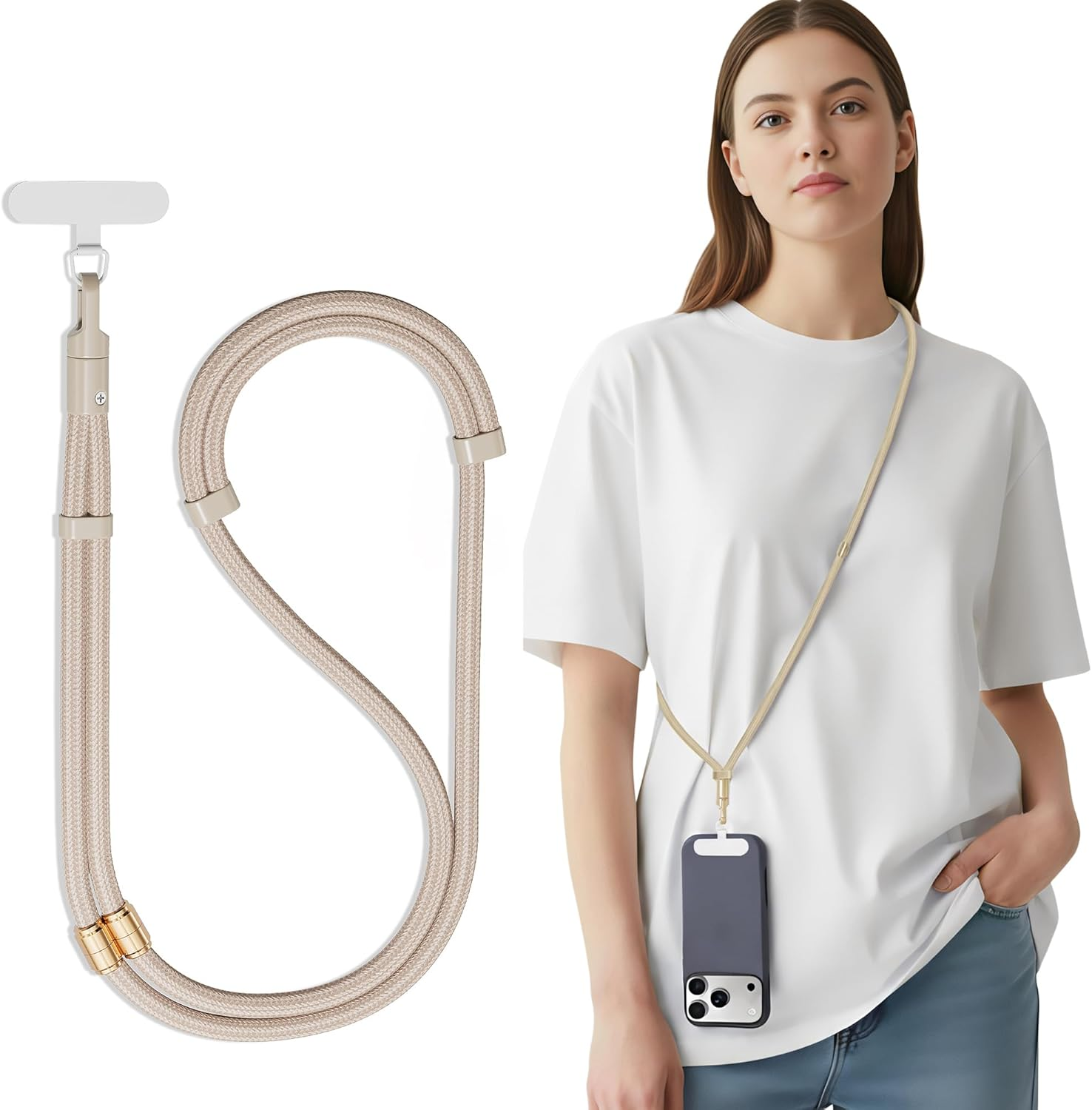 SURDOCA 3-In-1 Phone Lanyard for Crossbody, Neck & Wrist, Adjustable anti Theft Phone Strap with Tether Tab & Loop Strap