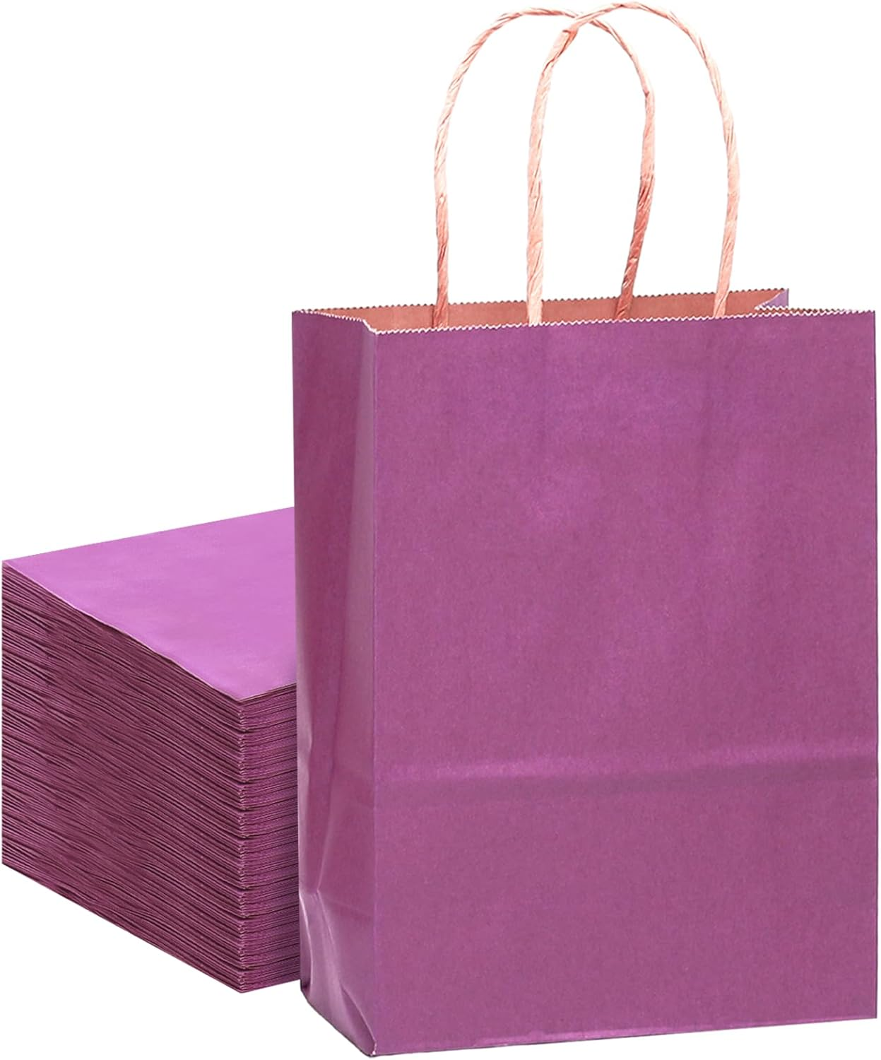 Gcardist 32 Kraft Bags 21X15X8Cm with Handles Small Gift Party Bags Purple Shopping Treat Bags Multiple Uses（8.3X6X3.2Inch Small Size） image number 6