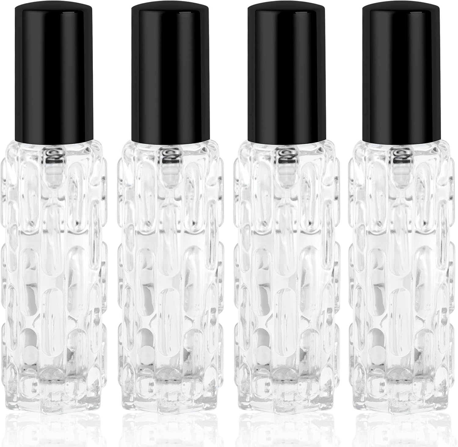 LOPHE Refillable Perfume Atomiser, 4 X 10 Ml, Travel Perfume Atomiser, Mini Perfume for Travel, Bottler, Perfume Bottle, Empty Gifts for Men and Women, Black