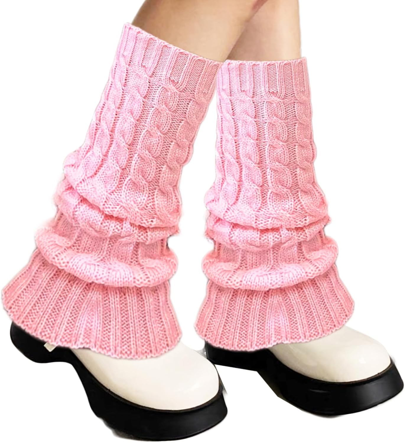 Knitted Ribbed Stirrup Leg Warmers for Women - Extra Soft Long for Winter, Yoga, Dance