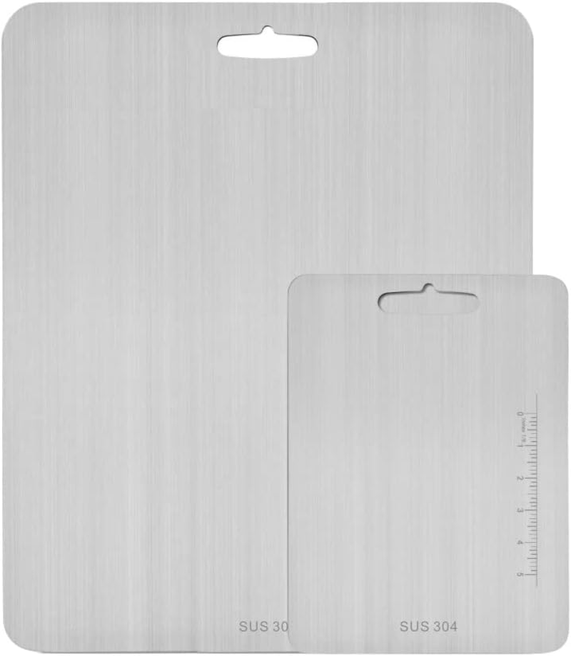 (23.6"X 19.3"And14.2" X 9.8") Extra Large Cutting Board 304 Stainless Steel，Chopping Board for Meat Vegetable Fruit Fish Cheese Kneading Rolling Bread Pizza Biscuits Dough (2Pcs)&hellip;