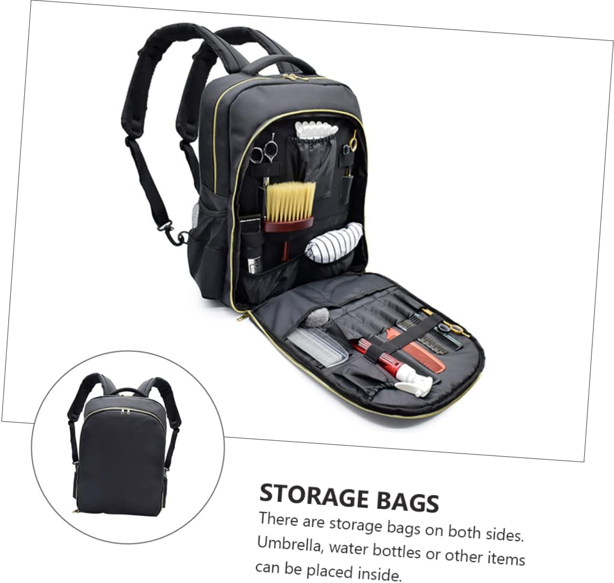 Baluue Hairdressing Bag Stylists Backpack Hair Salon Tool Bag Hairdresser Tool Organizer Polyester image number 2