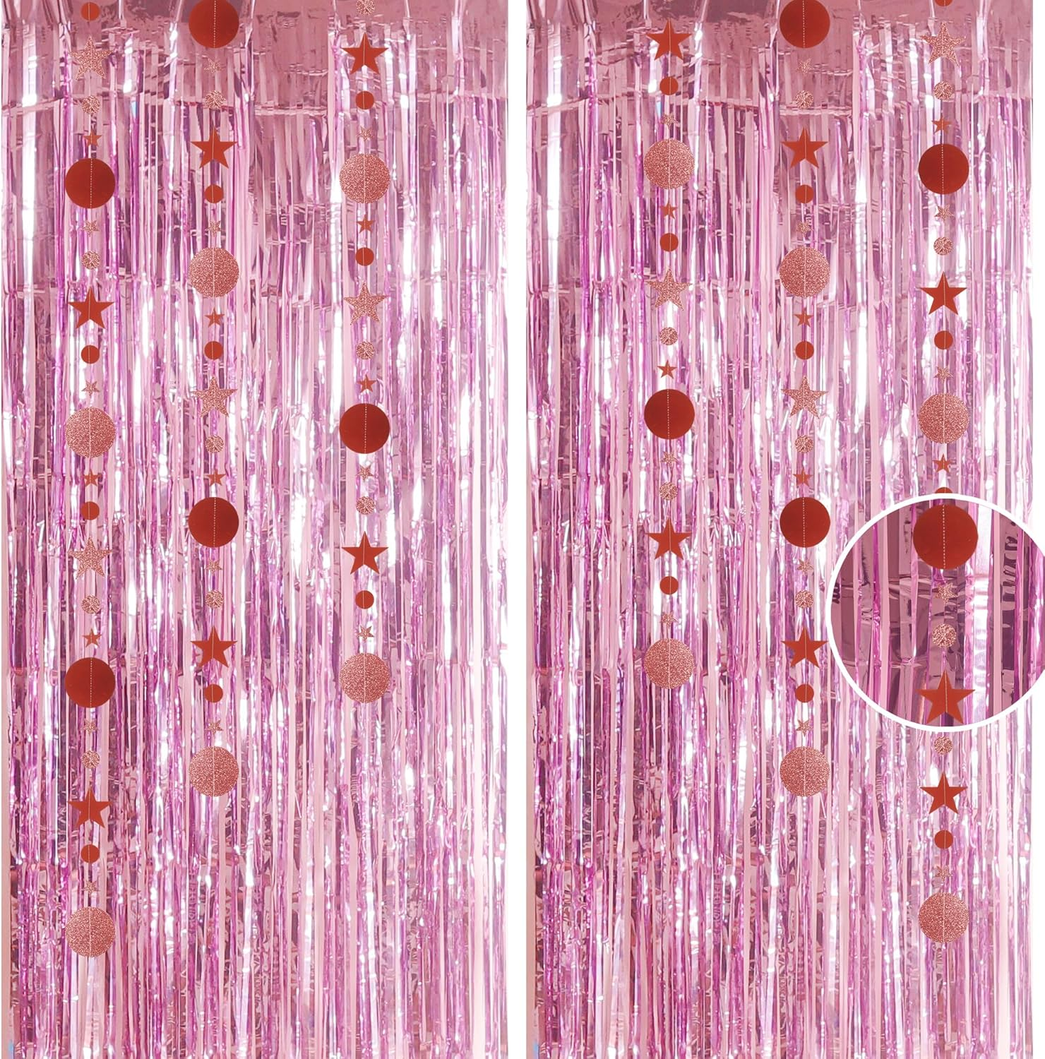 3.2X8.3Ft Glitter Tinsel Curtain Hanging Decorations Set, Door Tinsel Foil Fringe Curtain Streamers for School Graduation Birthday Hen Photo Banner Christmas Party (Gold)