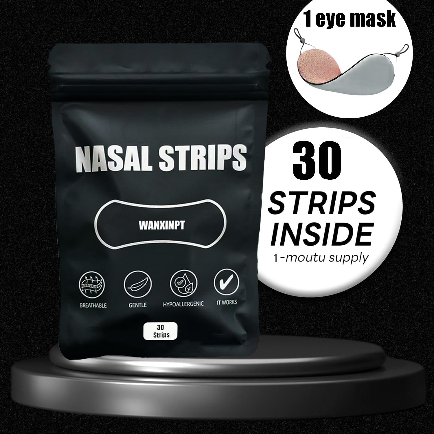 Anti-Snoring Nose Strips - Breath Freely for Exercise & Sleep, Stop Snoring & Relieve Nasal Congestion - Includes Free Sleep Mask image number 3
