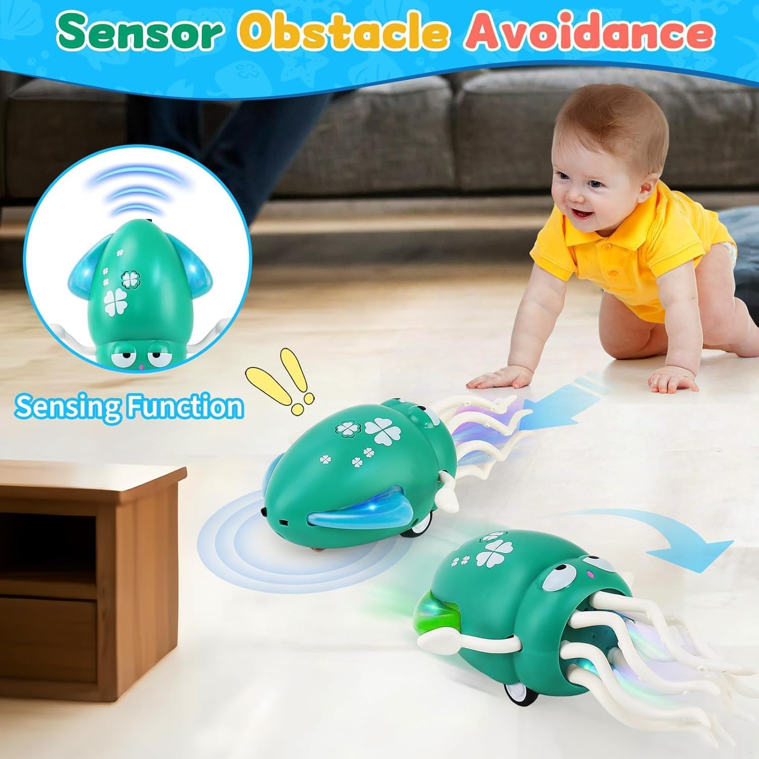 Electric Dancing Octopus Light Music Suitable for 12-18 Months Old Baby Toys, Kid Crawling Squid Toys Suitable for Toddler Tummy Time, Gifts for 1 2 3 4 5 6 Year Old Boy Girl image number 3