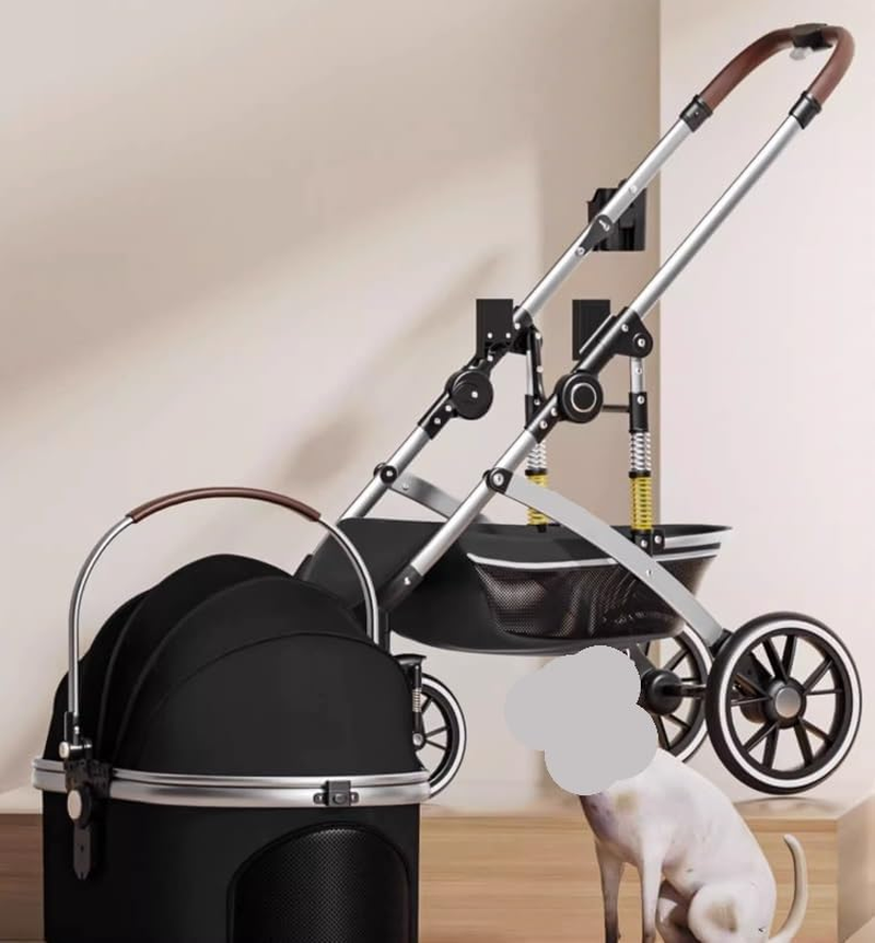 Pet Stroller Dog Stroller Cat Stroller Folding Pet Stroller with Storage Basket Travel Dog Strollers with Detachable Carrier for Small Medium Cats Dogs Dog Pram Dog Cat(Color:D) - B image number 6