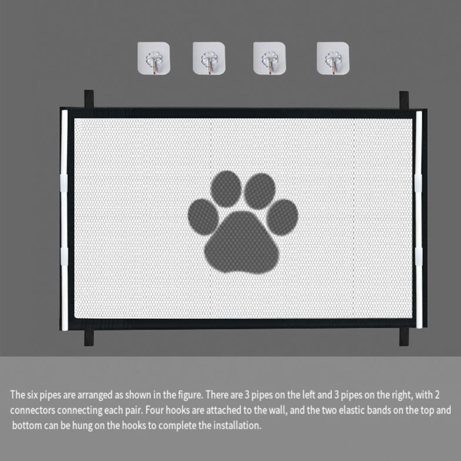 Yharnamite Mesh Dog Gate, Adjustable Indoor Barrier & Puppy Playpen Panel, Portable Folding Pet Safety Gate, Safety Fence for Stairs & Doorways(110 X 80Cm) image number 3