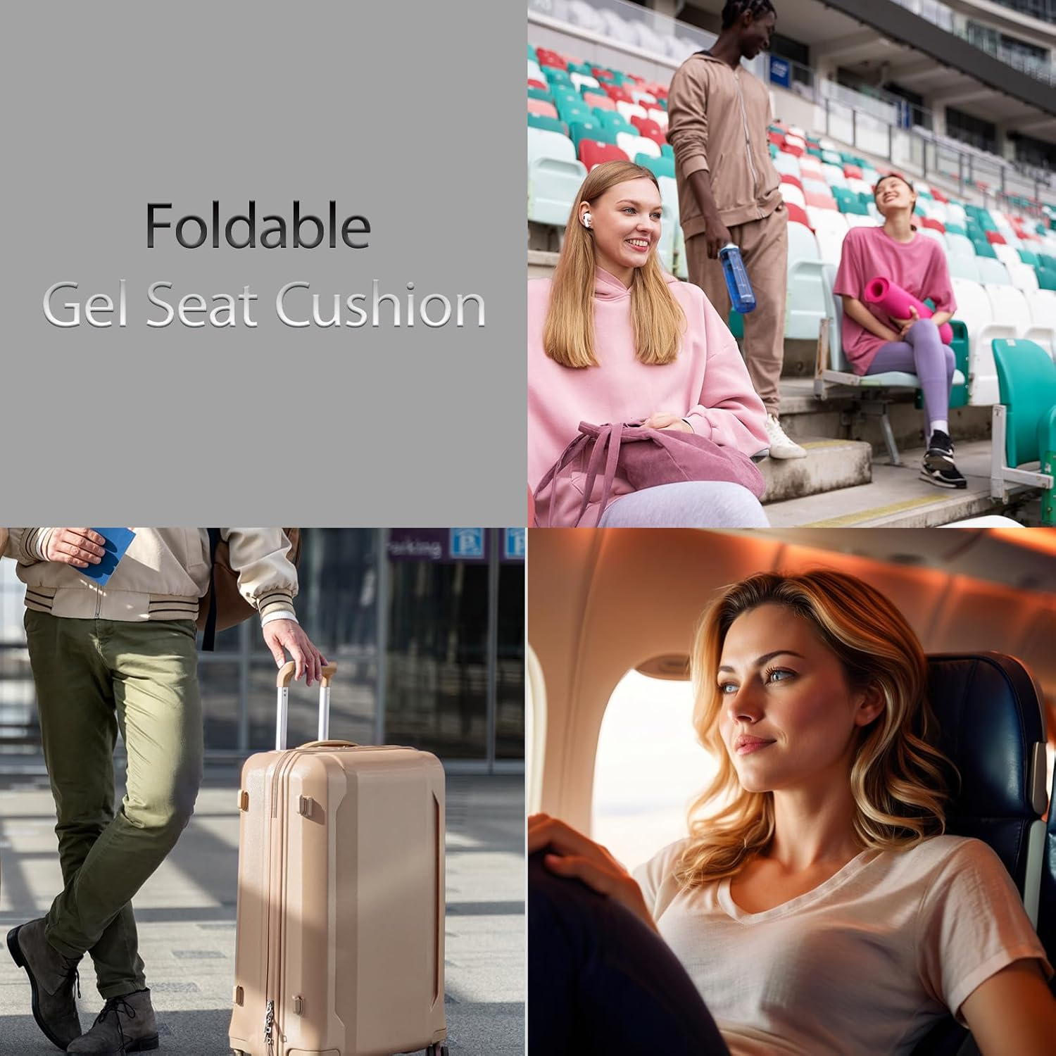 Seotin Small Travel Seat Cushion 14-Inch Semicircle Portable Airplane Seat Cushion Foldable Cushion for Camping Seats (Semicircle Mini) image number 3