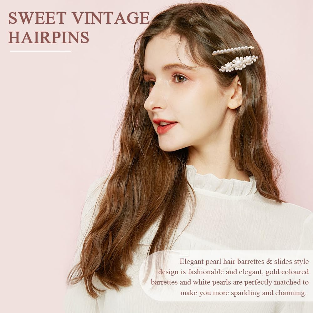 TRKETK Pack of 16 Pearl Hair Clips, Women'S Elegant Vintage Pearl Hair Clip, French Fashionable Gold, Tiny Hair Clip, Cute Headpiece, Hair Styling Accessories for Women and Girls image number 5