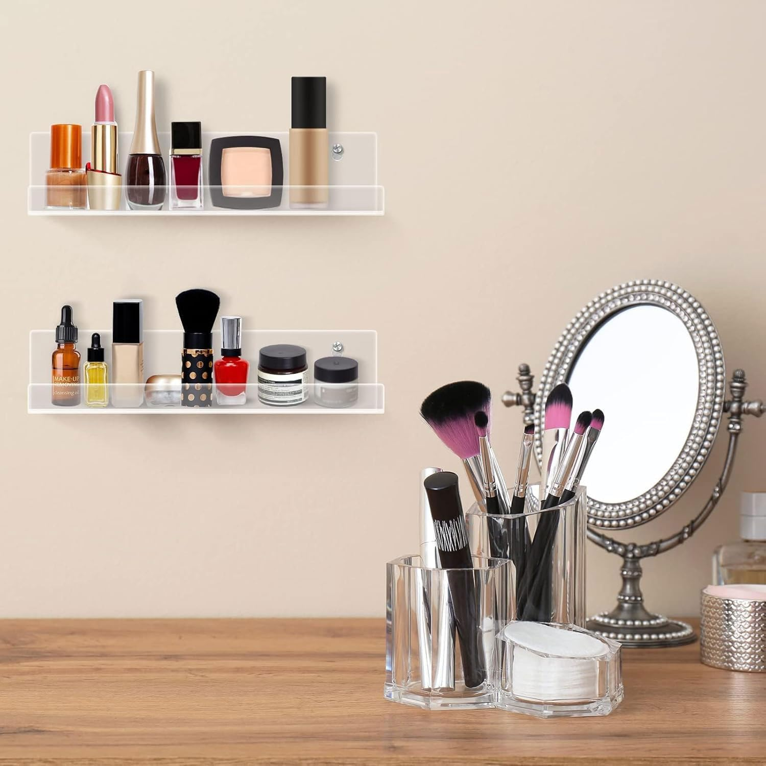 6 Pcs Vinyl Record Shelf Wall Mount, 4"/10CM Clear Acrylic CD Rack, Album Record Holder Display, Magazine Invisible Floating Shelves, Book Storage Hanger for Bathroom, Bedroom, Living Room, Kitchen image number 6