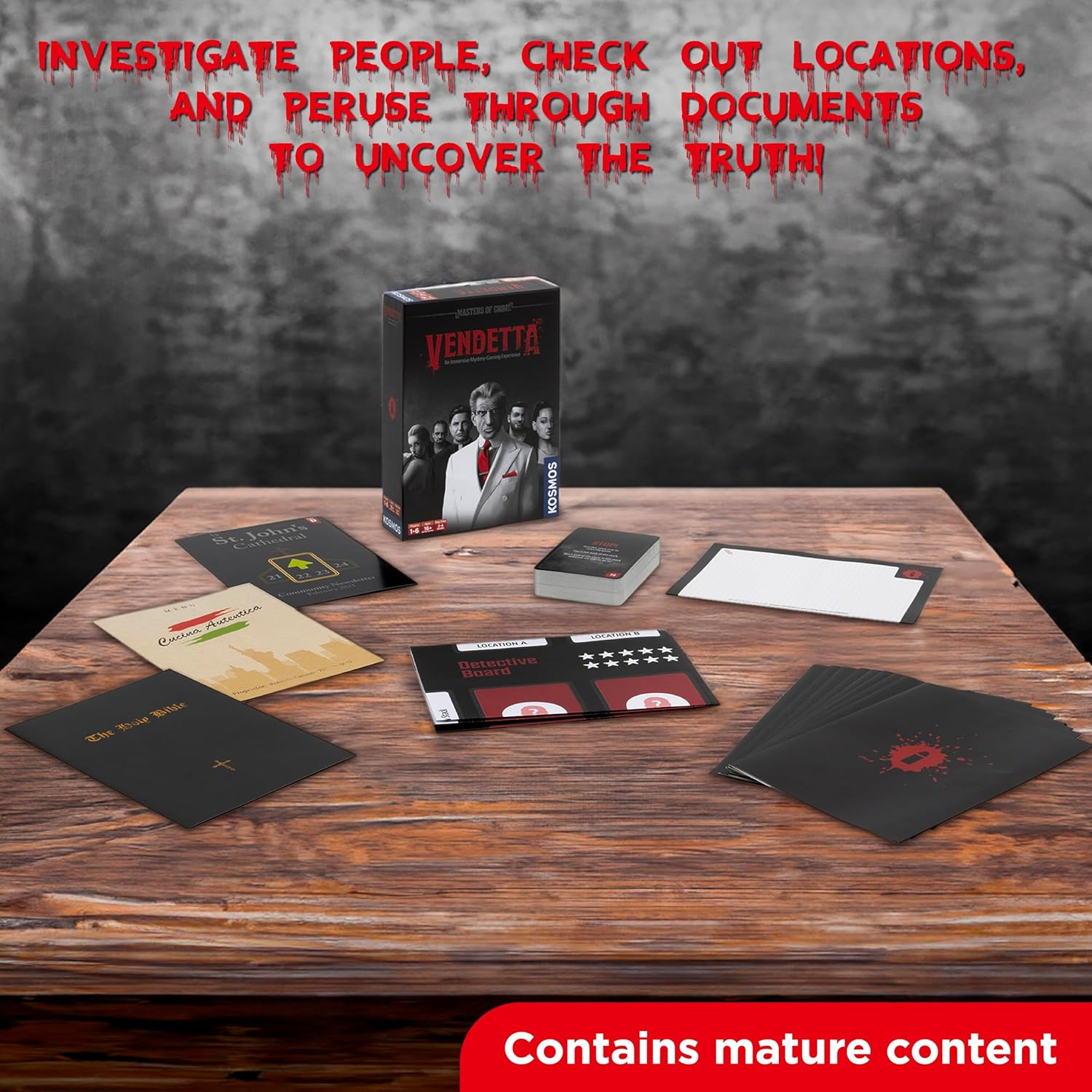 Thames & Kosmos Masters of Crime: Vendetta | Murder Mystery Game | Mafia | Co-Op Game | 1+ Players | Ages 16+ image number 2