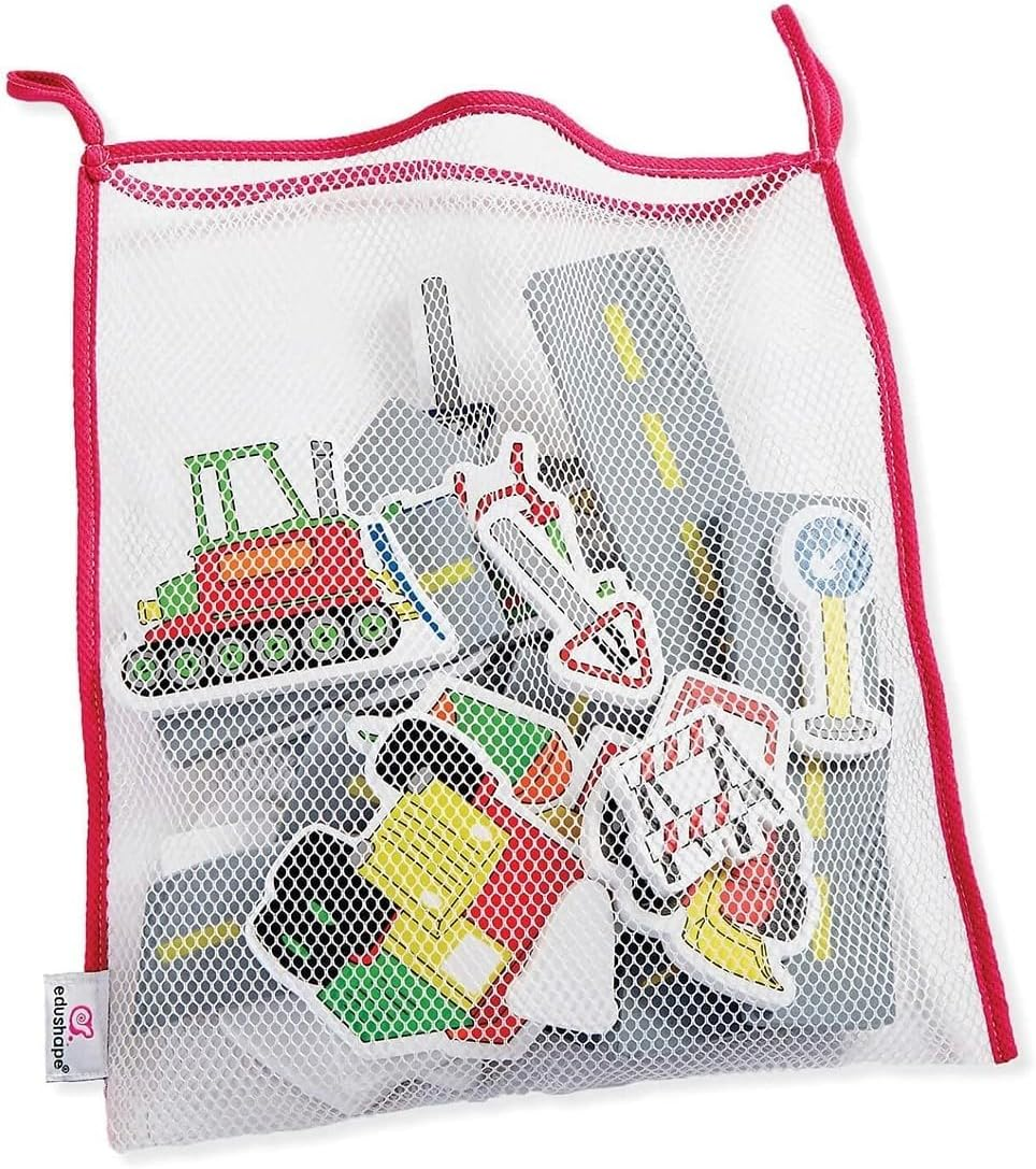 Edushape Magic Creations, Road Construction - Baby Bath Foam Toys Foam Stickers - Stick-On Removable Baby Foam Bath Toys for Toddlers 1-3 - Imaginative Learning Bath Toys Foam Activity Play Set image number 2